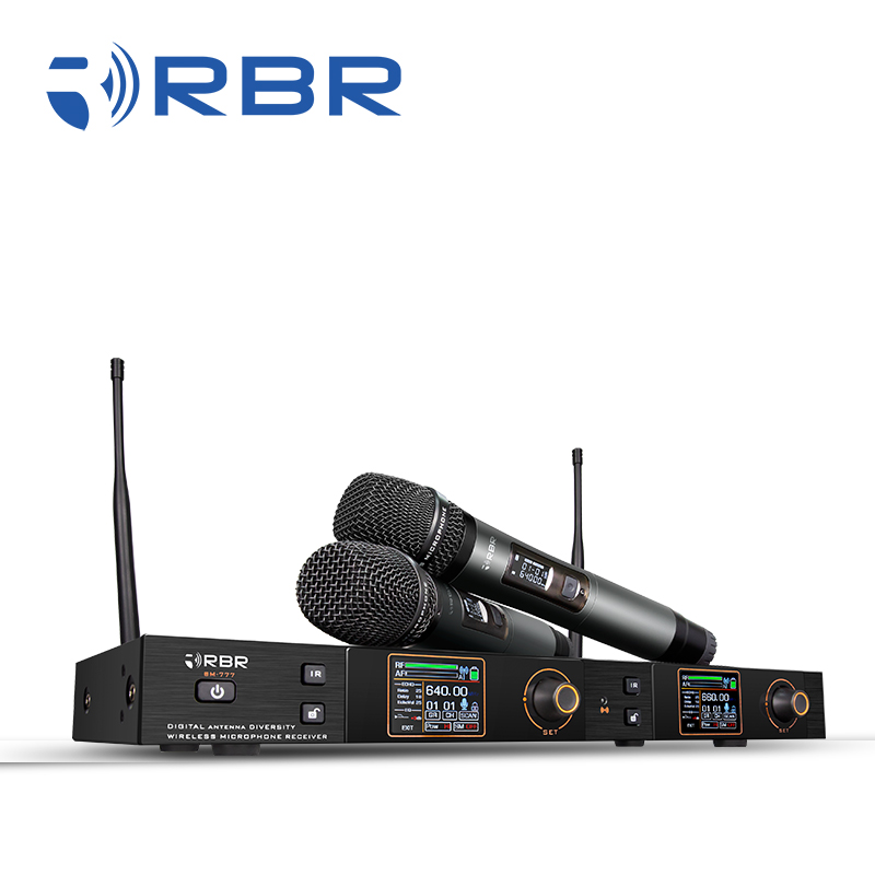 プロフェッショナル Bm777 Uhf デジタル カラオケ ワイヤレス マイク システム (自動ミュート付きハンドヘルド付き)