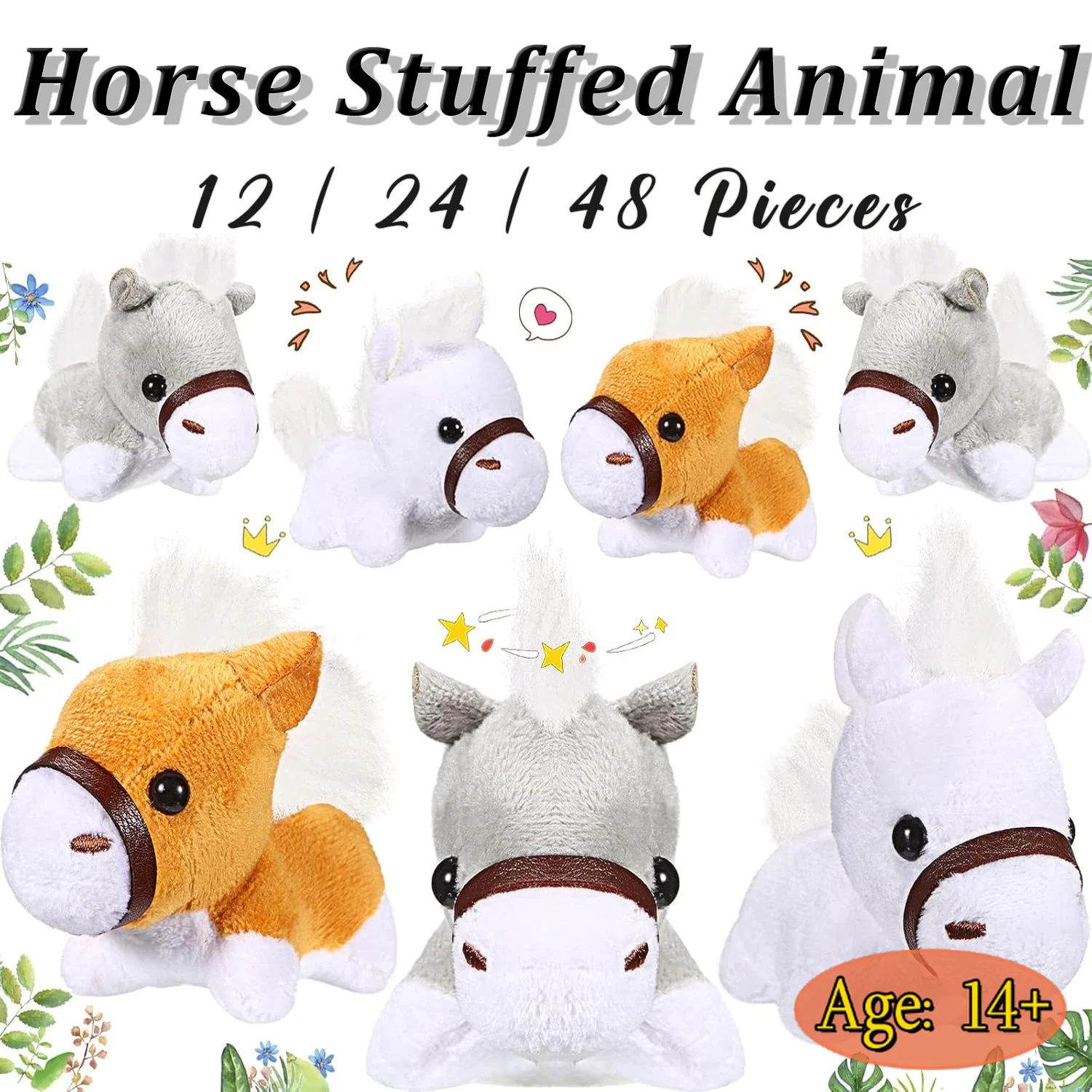 12-48 個の馬のぬいぐるみバルクおもちゃ馬ぬいぐるみぬいぐるみ馬のおもちゃ馬パーティーの好意ファーム誕生日男の子女の子子供用