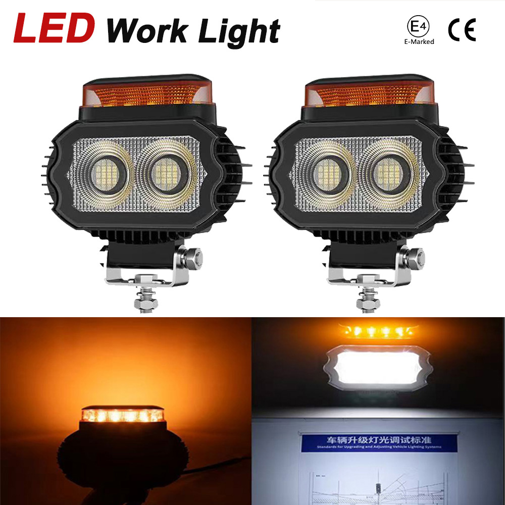 5.5 インチ長方形デイランニングライト LED 作業灯アンバーフラッシュ警告ランプ 4x4 オフロードスポットライト ATV SUV LED ヘッドライト