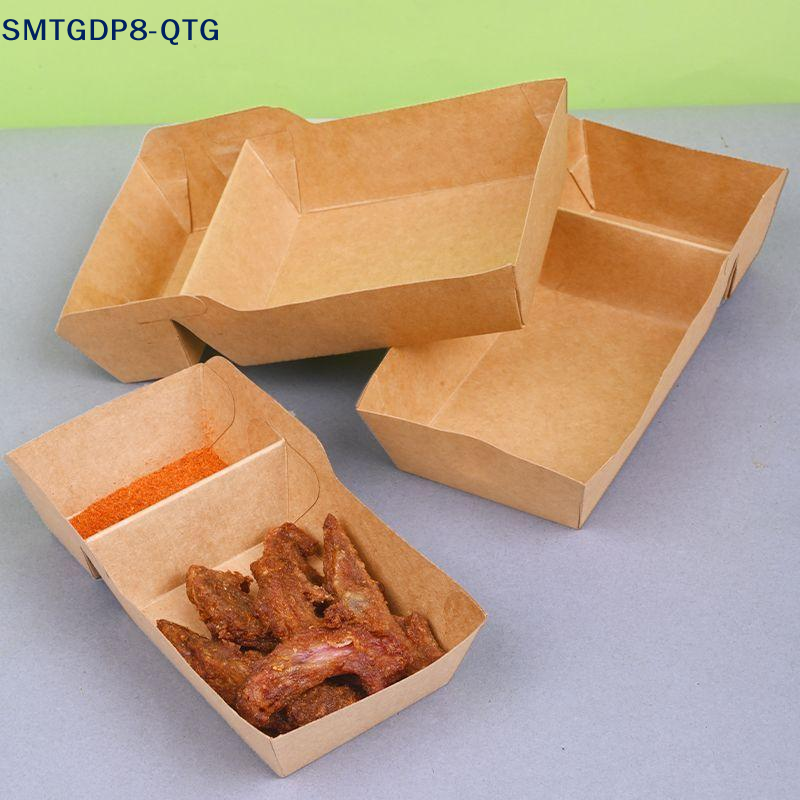 新しい 50 個使い捨てクラフト紙食品サービングトレイ 2 グリッドスナックチキンサラダカートンパーティー用の取り出し容器