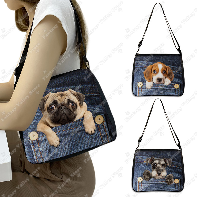 面白いポケット犬ショルダーバッグポケットペットビーグルブルドッグダックスフントビション女性ハンドバッグポータブル収納袋メッセンジャーバッグギフト