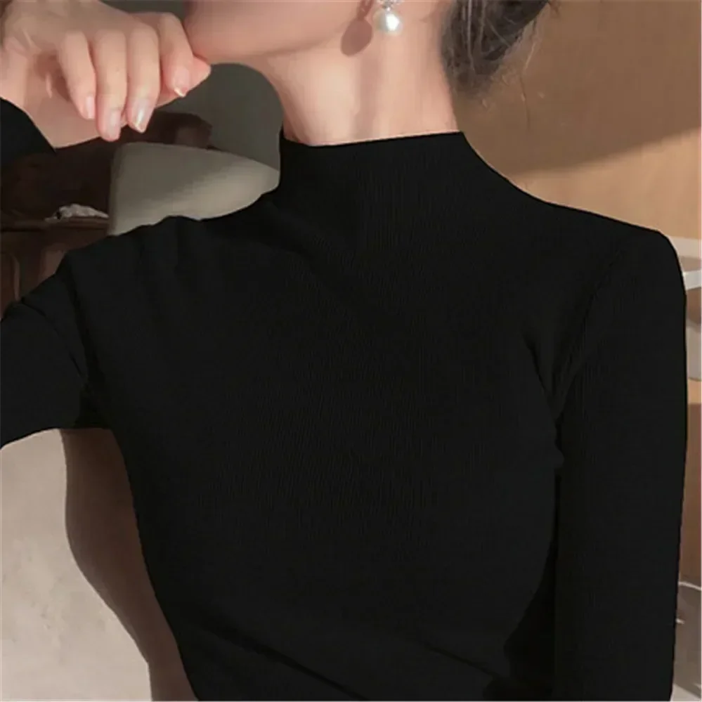 超快適なプルオーバーフェイクカシミヤセーター女性ジャンパー春秋ニット基本ジャージプルファムハイバー O ネックセーター