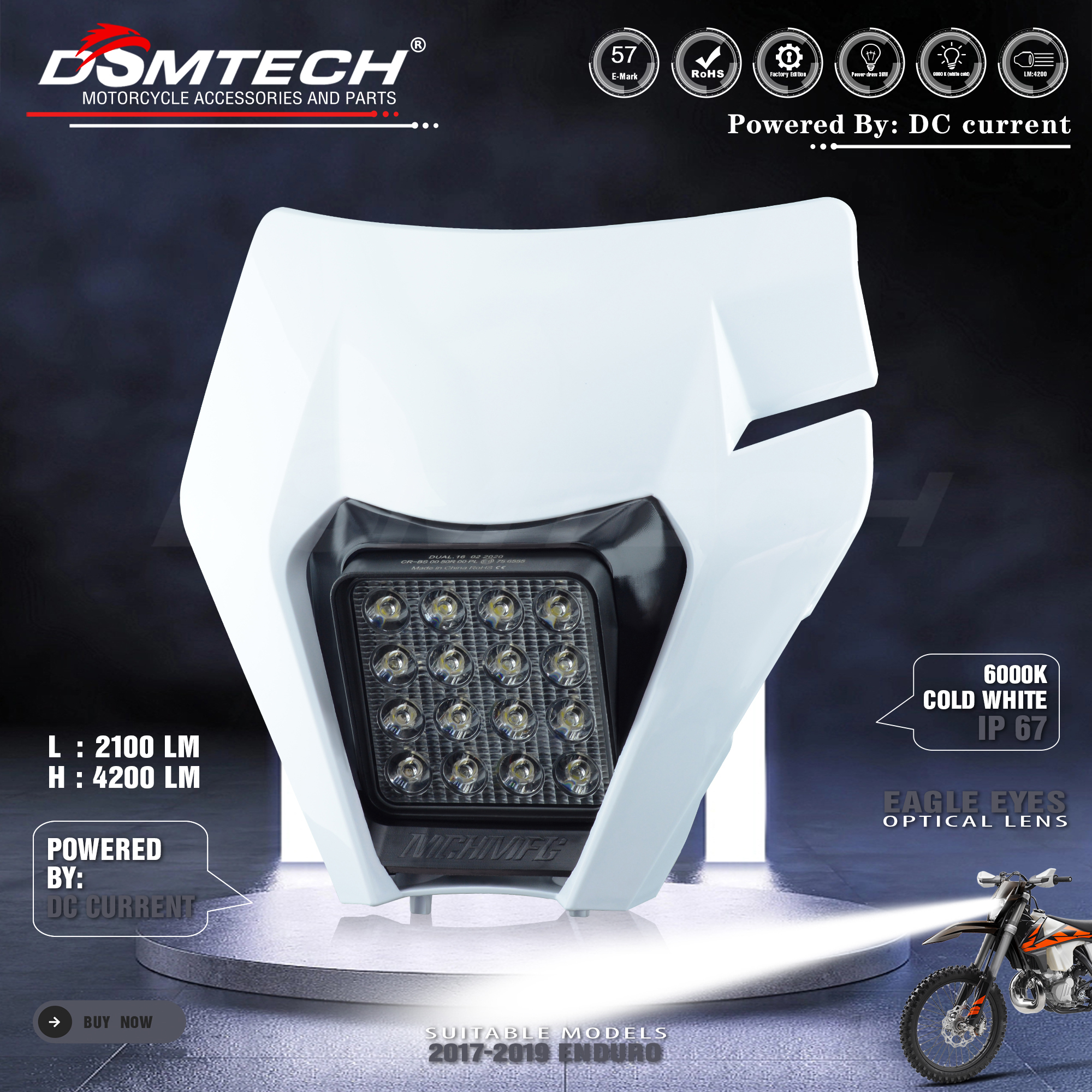 DSMTECH KTM SX F EXC XCF SMR 2014 2015 2016 2017 2018-2023 ダートバイク MX エンデューロスーパーモトオートバイヘッドライトヘッドランプ