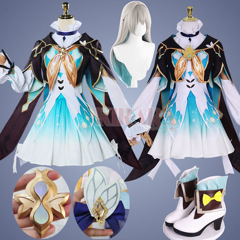 ゲームスターレールホタルコスプレ衣装かつらホタルコスプレドレスシューズブーツ衣装女性のためのコミコンロールプレイ衣装