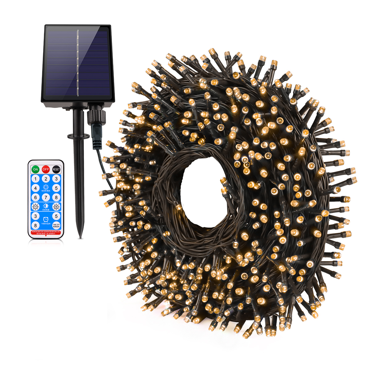 100 メートル 1000 LED 急速充電ソーラー Led フェアリーライト Led 防水屋外ストリングライトクリスマス花輪ガ​​ーデンパーティーの装飾