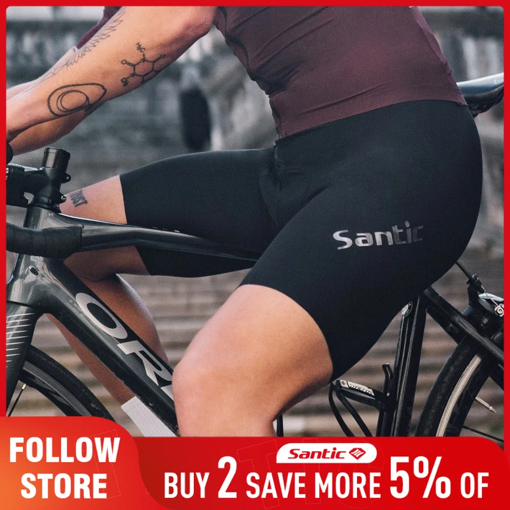 Santic メンズサイクリングショーツ夏通気性ハーフパンツ 4D スポンジクッションパッド入り自転車ショーツ 3 時間 MTB ロードバイクショートパンツ