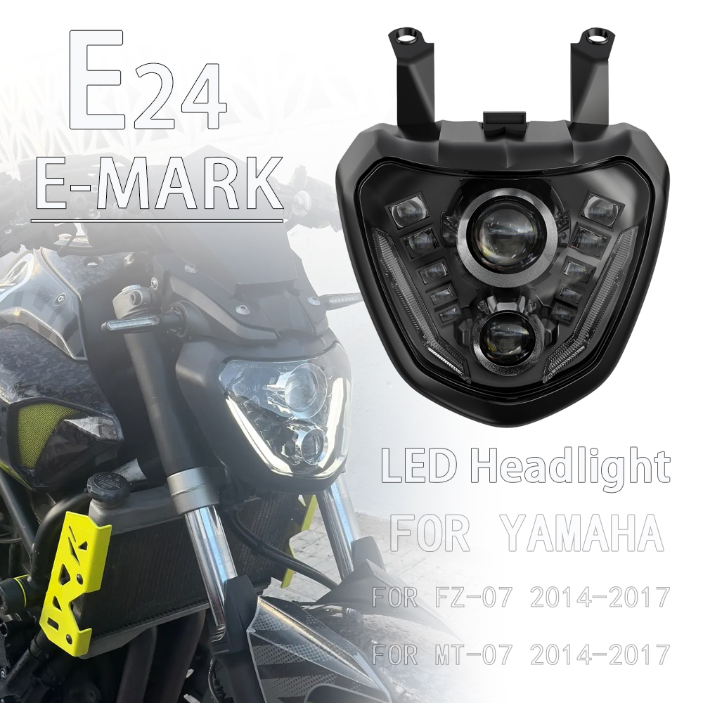 LED ヘッドライトヘッドランプヤマハ MT-07 MT07 MT 07 FZ-07 FZ07 2014 2015 2016 2017 E24 オートバイヘッドライトランプ H4 電球 W/DRL