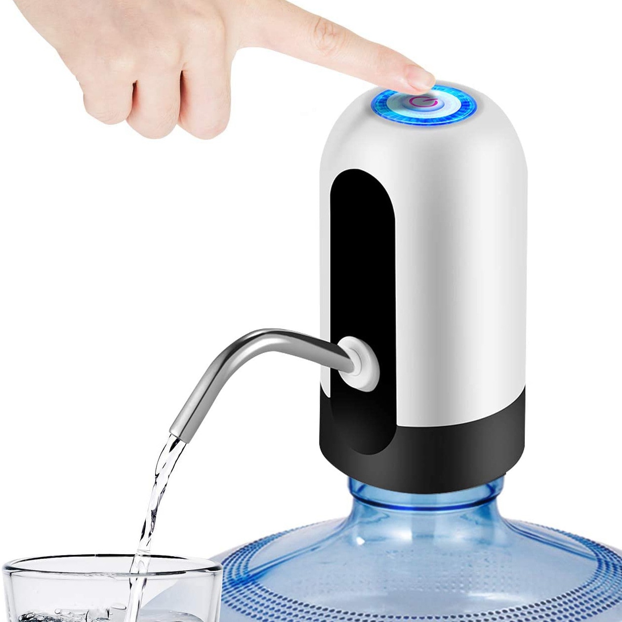 1pcホワイト/ブラックウォーターボトルポンプUSB充電自動スイッチ飲料ディスペンサー充電ワンクリック自動スイッチドリンクポンプディスペンサー
