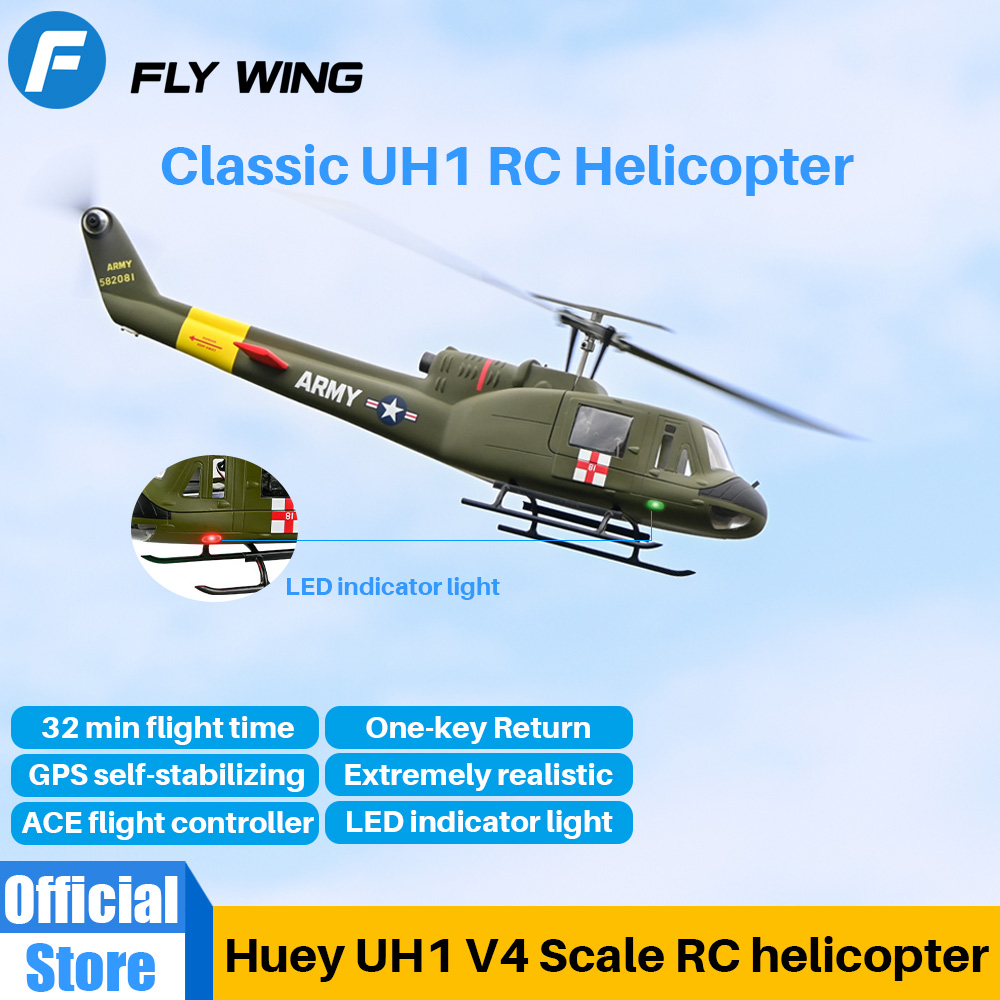 FLYWING UH1 V4 スケール ヘリコプター ACE フライト コントロール LED ライト GPS RC ヘリコプター ブラシレス イロコイ 450 サイズ ヒューイ UH1 ヘリコプター