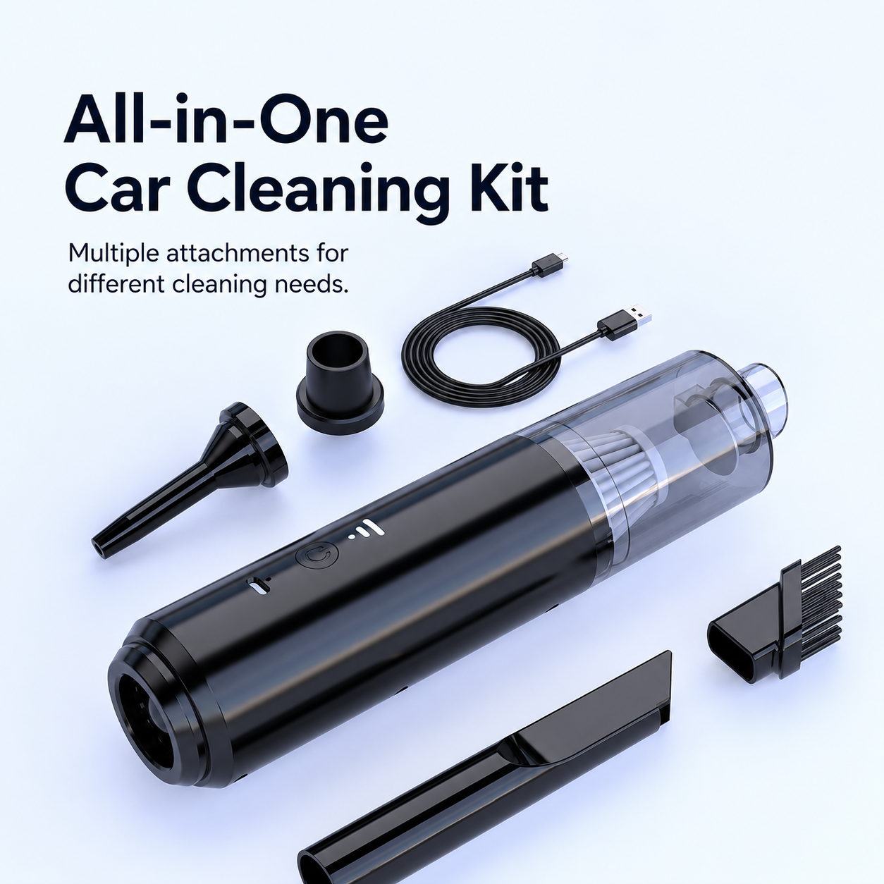 Portable Car Vacuum Cleaner and Air Blower, USB Rechargeable Handheld Mini Auto Dust Cleaner with Strong Suction, Long Battery Life, Crevice Tool and Brush Nozzle for Car Interior, Seats, Dashboard, K