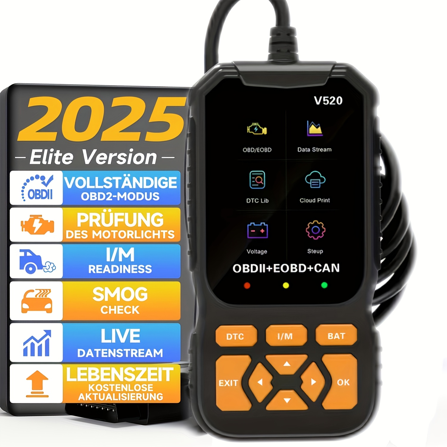 Obd2スキャナー診断ツール、リセット機能付き自動チェックエンジンコードリーダー、強化されたObdii/Eobdカースキャンツール