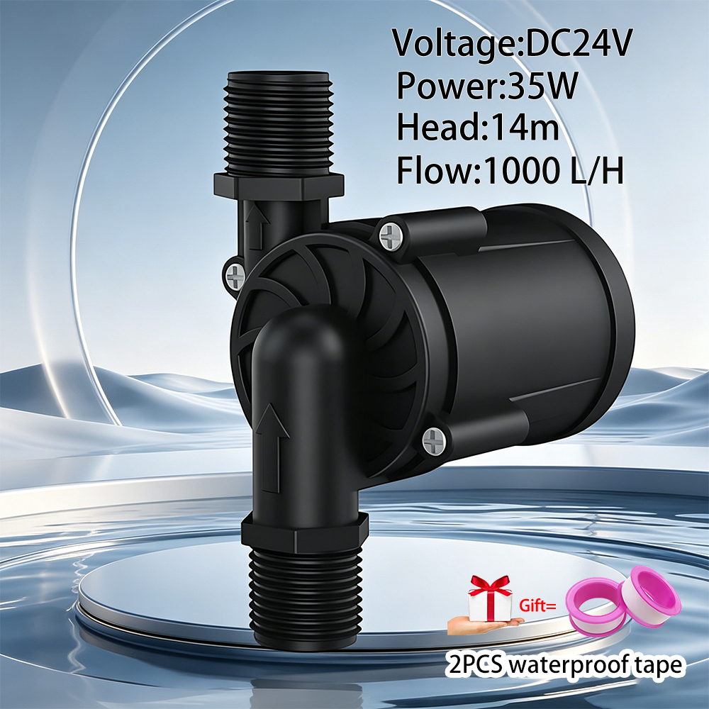 24V DC ブラシレス水中ポンプ 静音水冷温度循環ポンプ 高揚程 14m 1000L/H 大流量 小型