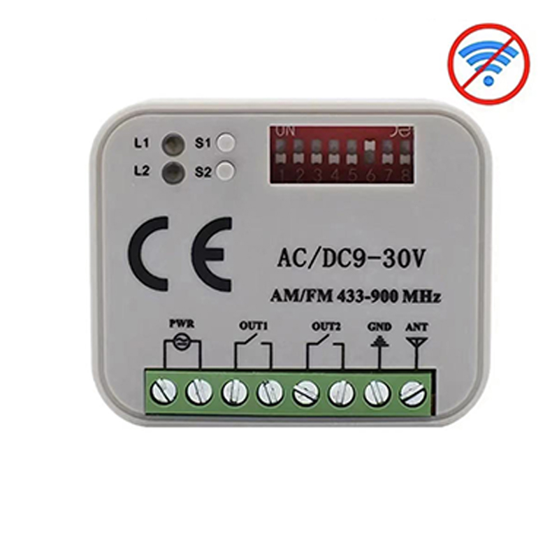 レシーバーコントローラー AC/DC 9V-30V 2CH 300MHz 〜 868MHz 433MHz ガレージドアオープナー/ゲートリモートコントロールレシーバースイッチ
