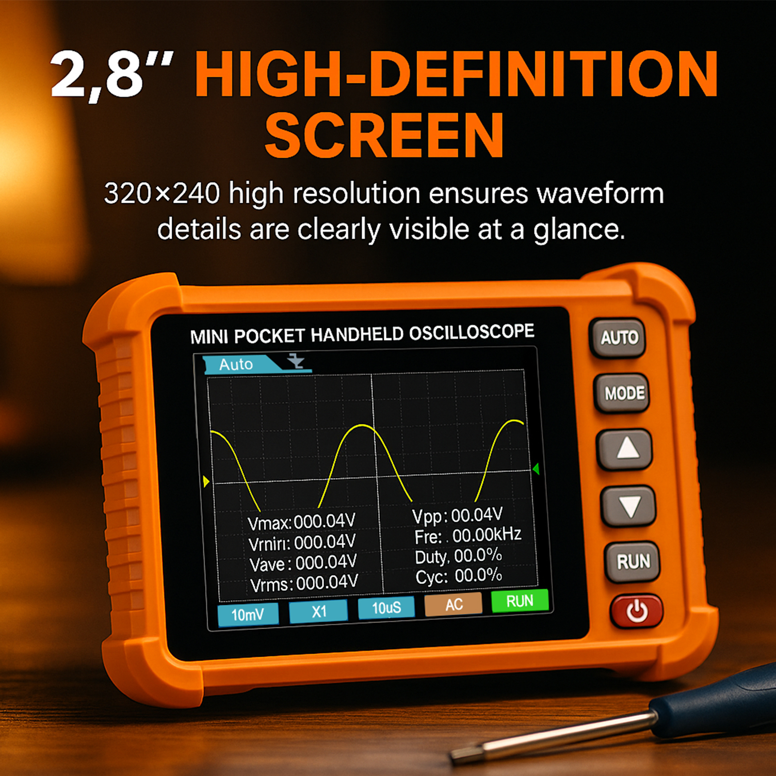 BT-500K ハンドヘルドオシロスコープ 2.5MS/s 500kHz ポケットデジタルスコープ 2.8 LCD 400mAh Type-C 修理用