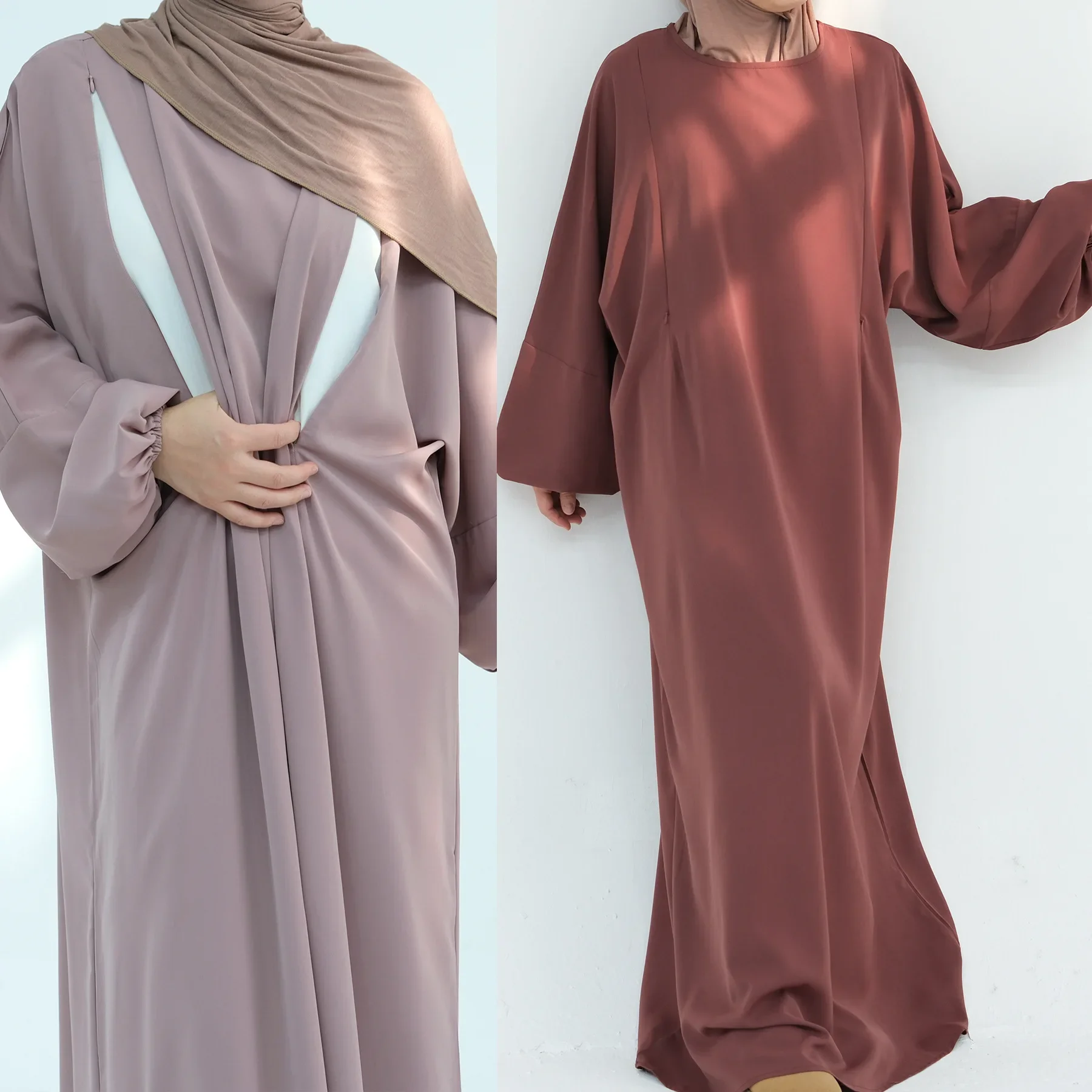 女性ドレスソフト Nida 授乳母アバヤサイドジップフロントイスラム服パフスリーブ授乳アバヤささやかなドレス