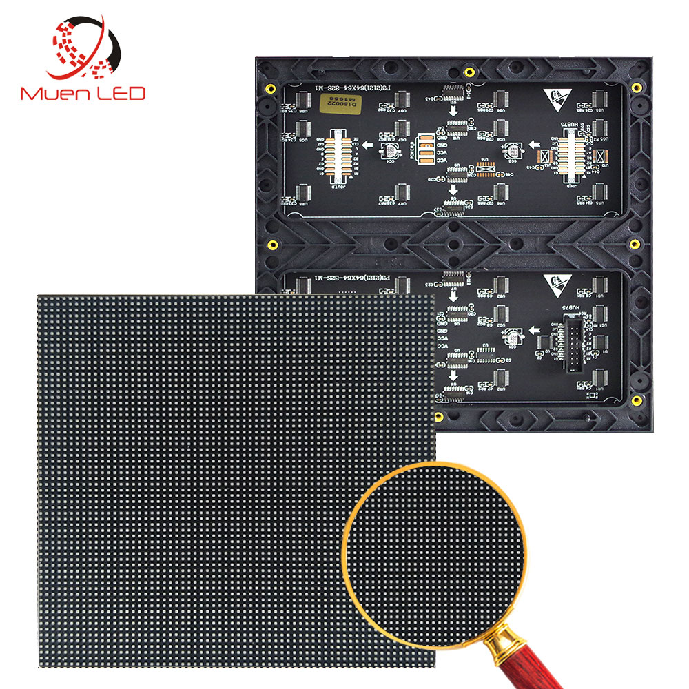 P3 64 × 64 ドット屋内 LED ディスプレイモジュール Muen SMD 1/32 スキャン 192 × 192 ミリメートル LED スクリーンアクセサリーと電源ケーブル