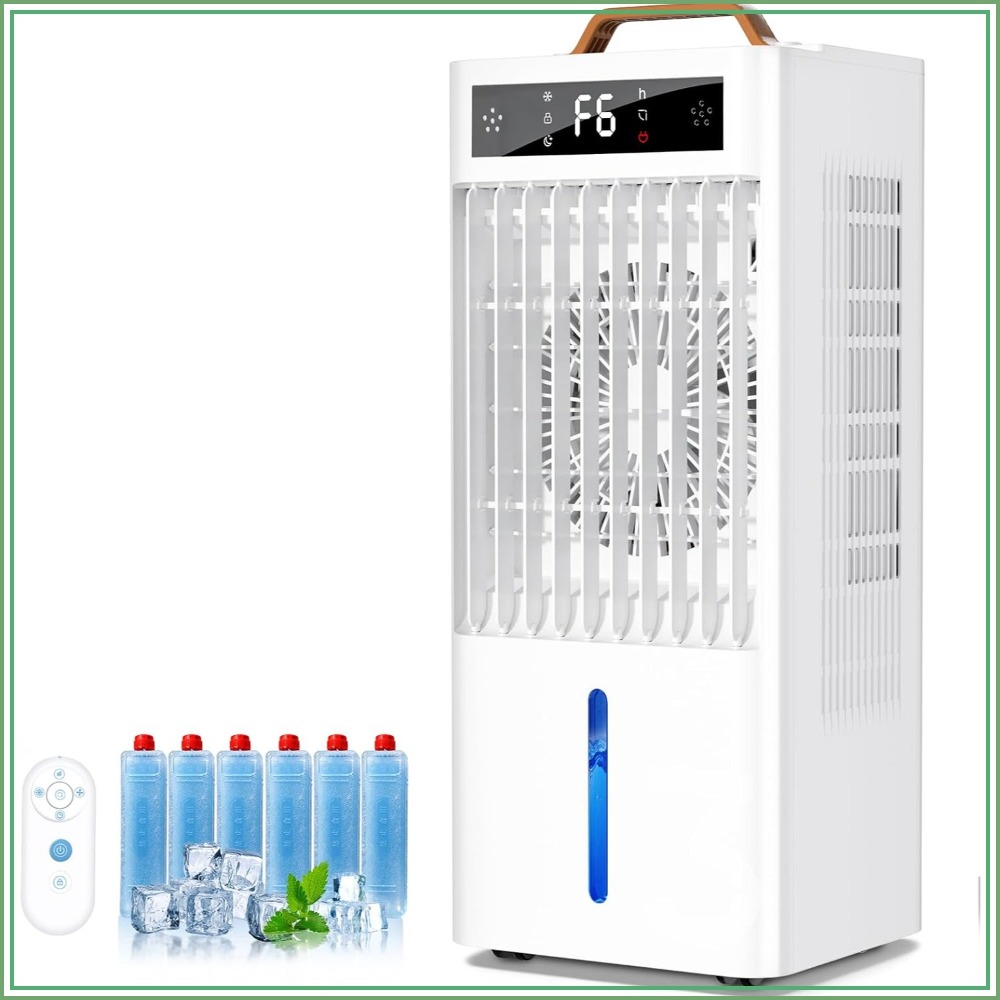 3-in-1 ポータブル空気冷却器、3 ガロンタンク、6 スピード、リモートコントロール、最大 300 平方フィートの部屋用