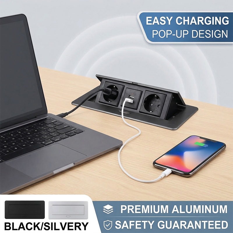 テーブル充電ステーション隠しタイプ電源ソケットスローポップアップテーブルコンセントデスクトップソケット米国/EUホームオフィスキッチン用