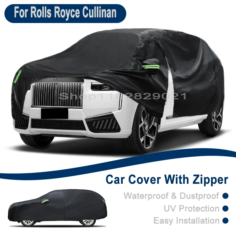 Outdoor Full Vehicle Cover For Rolls Royce Cullinan - Side Zipper Design, Waterproof Dustproof Sun Protection Car Cover