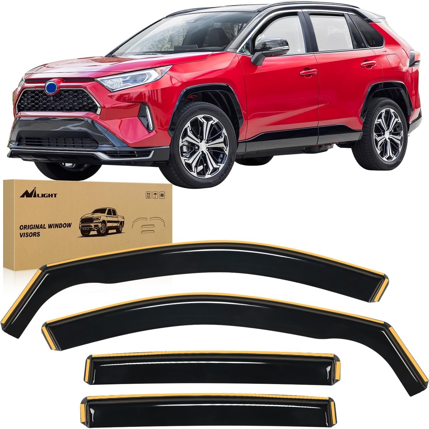 Nilight in Channel 耐久性のあるレインガード トヨタ RAV4 2019 2020 2021 2022 2023 2024 ウィンドウディフレクター、ベントウィンドウバイザー 4 個