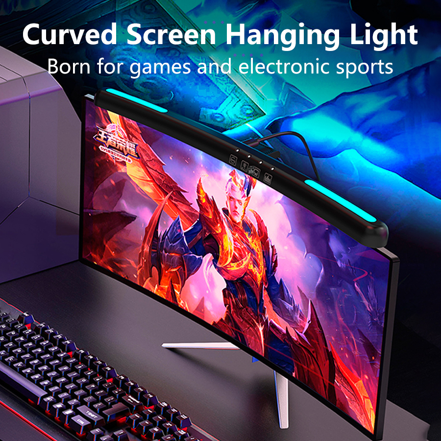 LED デスクランプ USB スクリーンハンギングライト曲面スクリーンモニターライトバー RGB 背景雰囲気ライトゲームルームの装飾