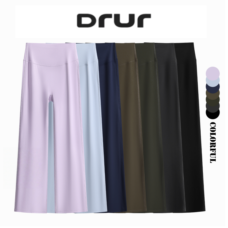 DRUR Women's High Waisted Capri 3/4 Length Yoga Leggings With Tummy Control Flare Pants for Gym Running Dance Clothes Summer New