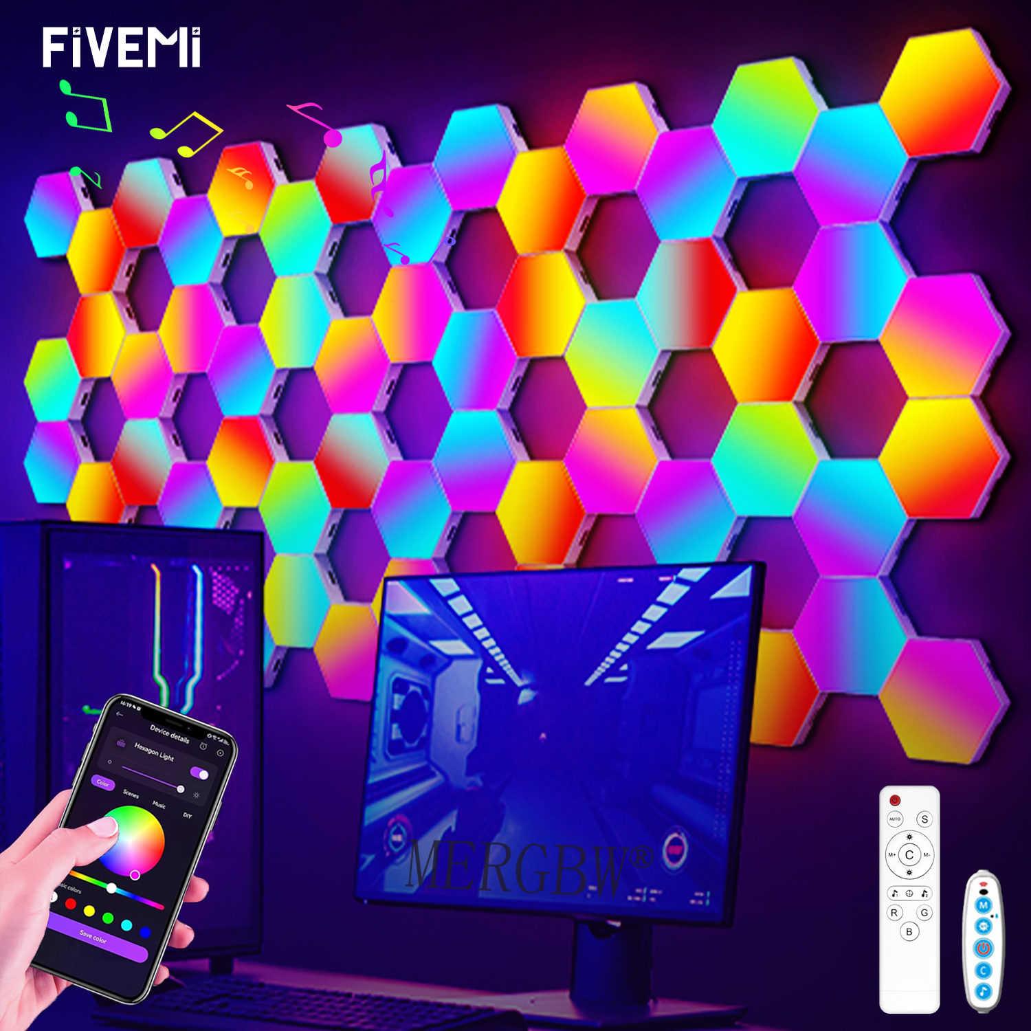 スマート LED 六角形ウォールライト量子パネルアプリ DIY 音楽同期ナイトライトゲームルーム寝室の家の装飾誕生日クリスマスギフト