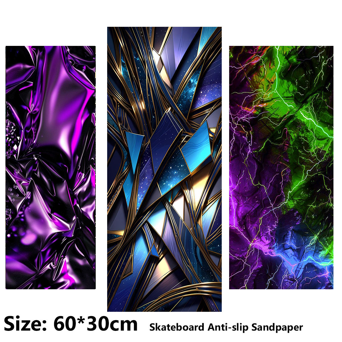 Geometric Shapes and Cool Patterns ElecStric Scooter Anti-slip Sticker Sandpaper Skateboard Grip Tape Sheet 60*30cm