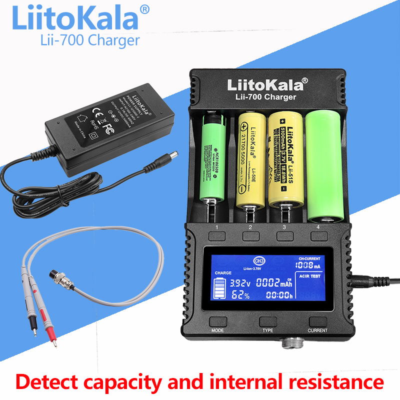 Lii-700 LiitoKala バッテリー充電器 3.7 V/1.2 V 18650/26650/16340/18500 バッテリー充電器画面付き