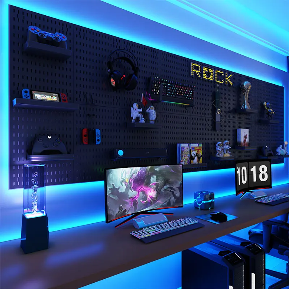 ペグボードゲーマーアクセサリーウォールマウント棚ペグボードゲームフックラックディスプレイスタンドプラスチック収納オーガナイザーキットオフィス用