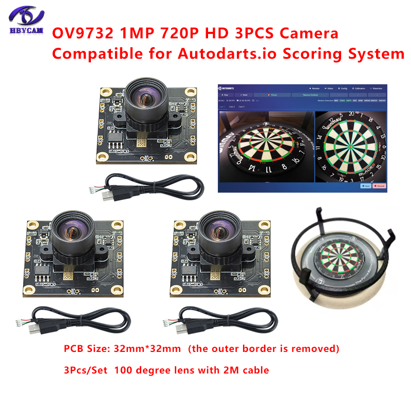 3 個 HBVCAM OV9732 1MP カメラモジュール 100 度オートダーツスコアリングシステム用