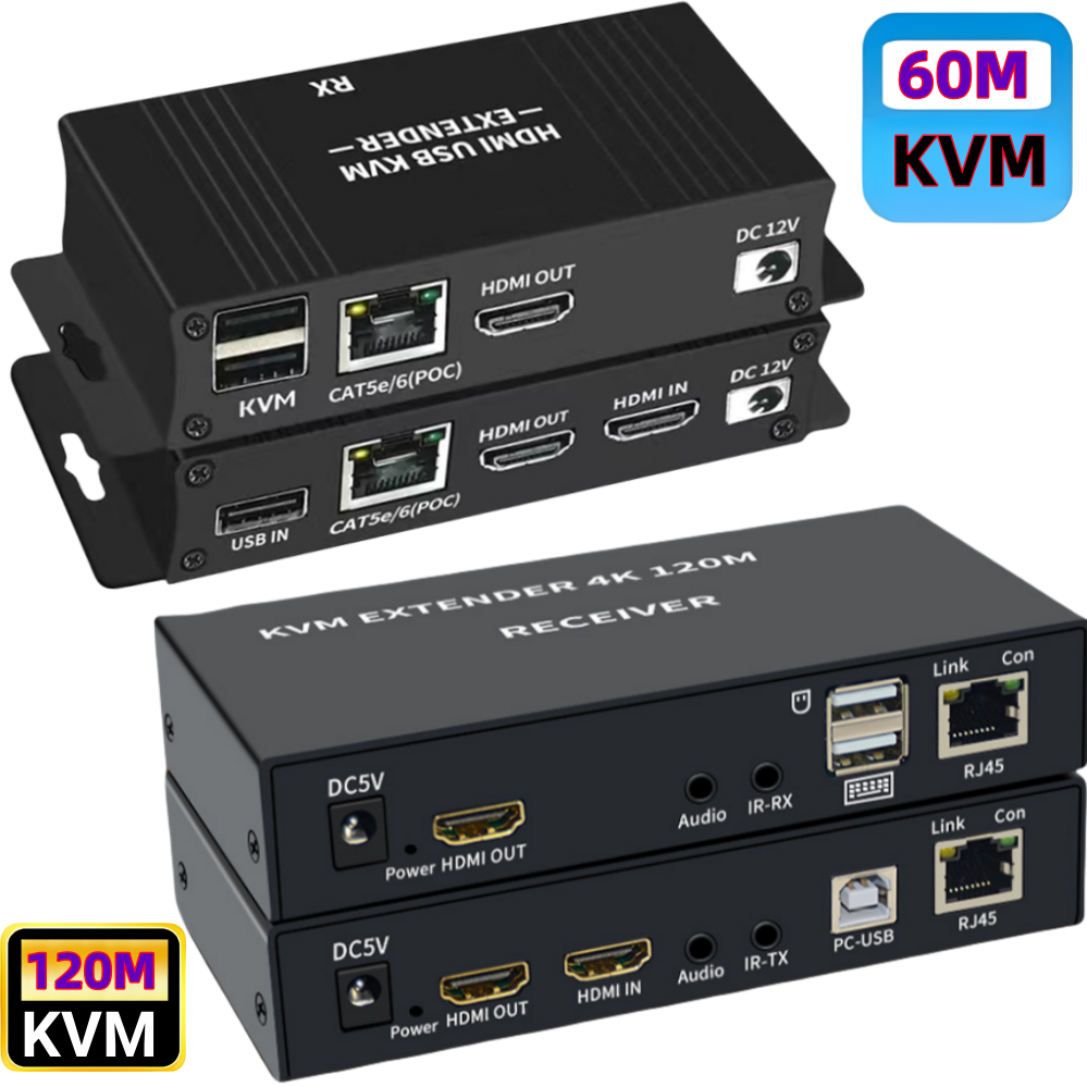 60 メートル 120 メートル KVM HDMI エクステンダー RJ45 イーサネット Cat6 ケーブル経由オーディオビデオ HDMI 信号アンプエキスパンダサポート USB マウスキーボード