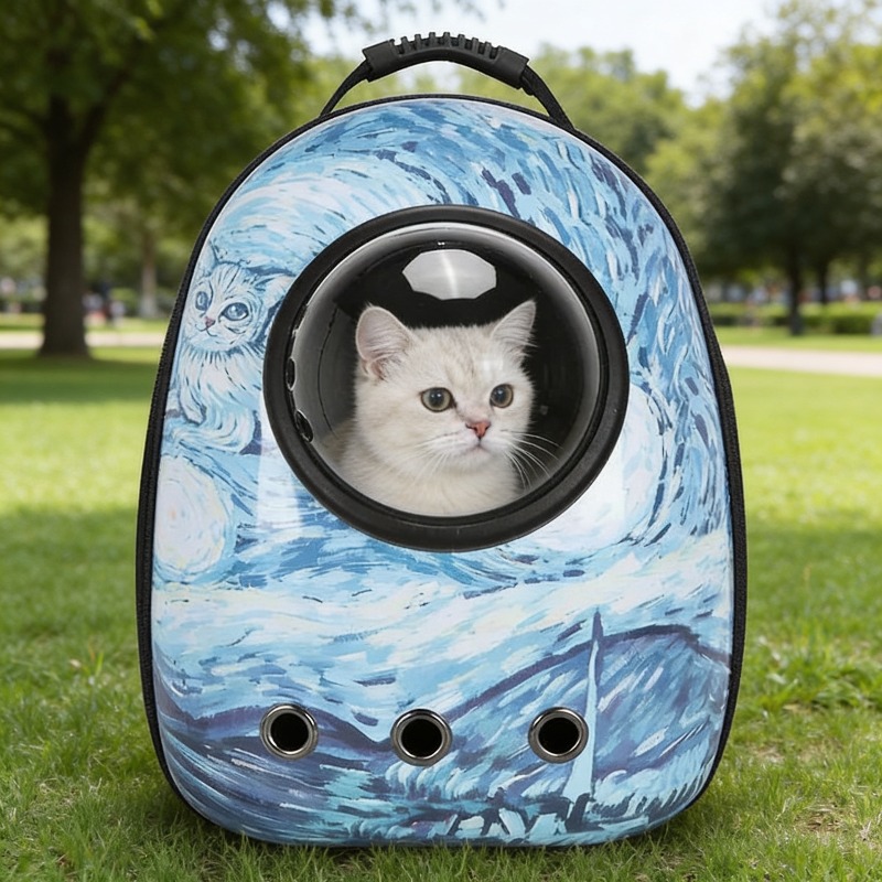 ペット猫キャリングバッグスペースペットバックパック通気性ポータブル透明バックパック子犬犬輸送キャリアスペースカプセルバッグ