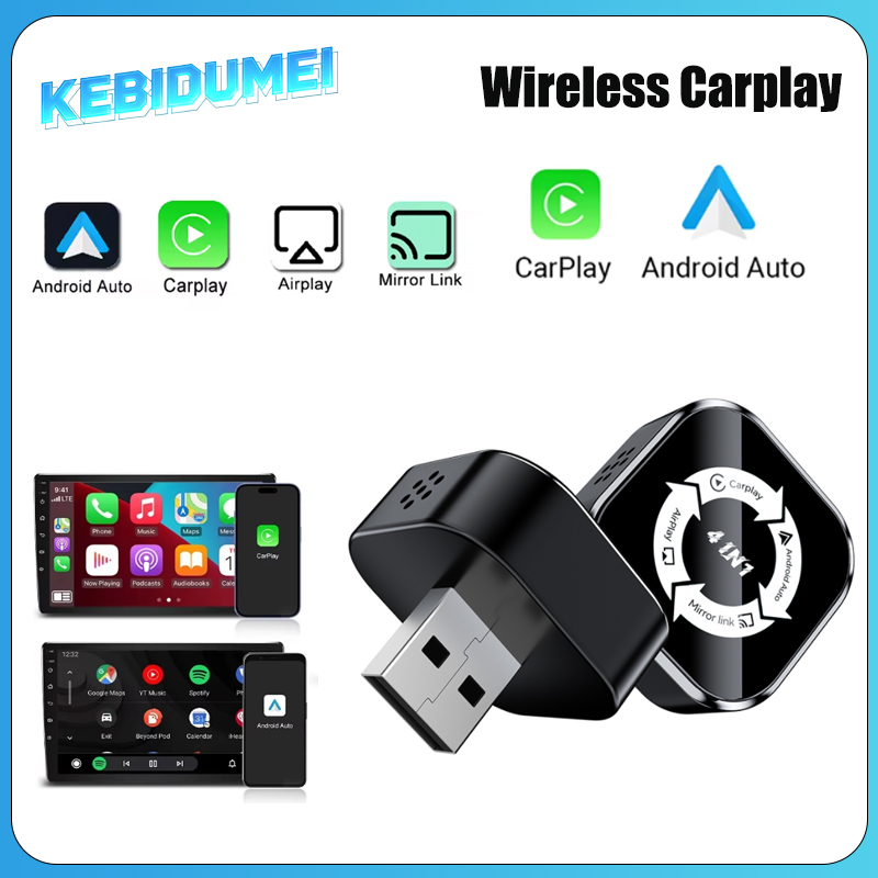 2026 4-in-1 Bluetooth MiNi ワイヤレス Carplay アダプター USB プラグアンドプレイ Airplay Mirror Link WiFi Bluetooth for iPhone Android