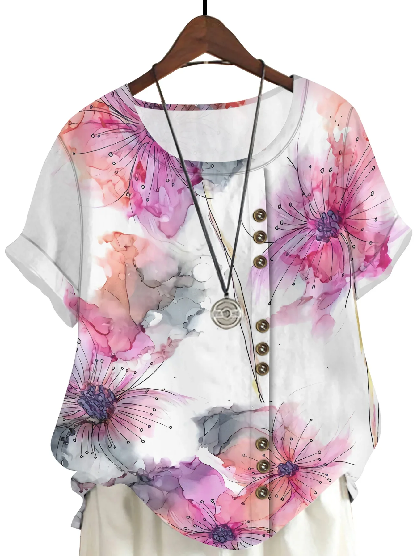 CLOOCL かわいい花柄女性 Tシャツ花アートドロー 3D プリント半袖シャツプラスサイズ夏カジュアルストリート