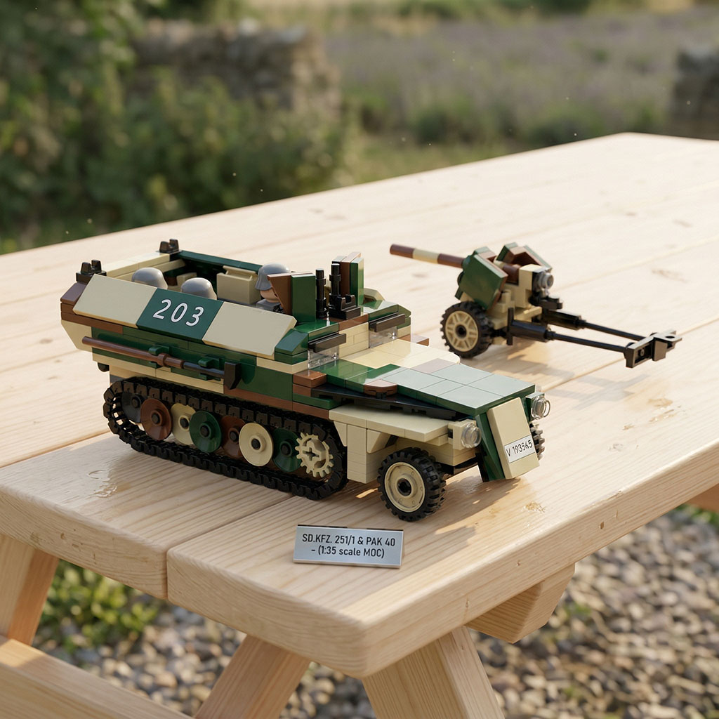 ハーフトラック装甲車両ビルディングブロック WW2 ドイツ軍事モデルレンガおもちゃ迷彩モデル