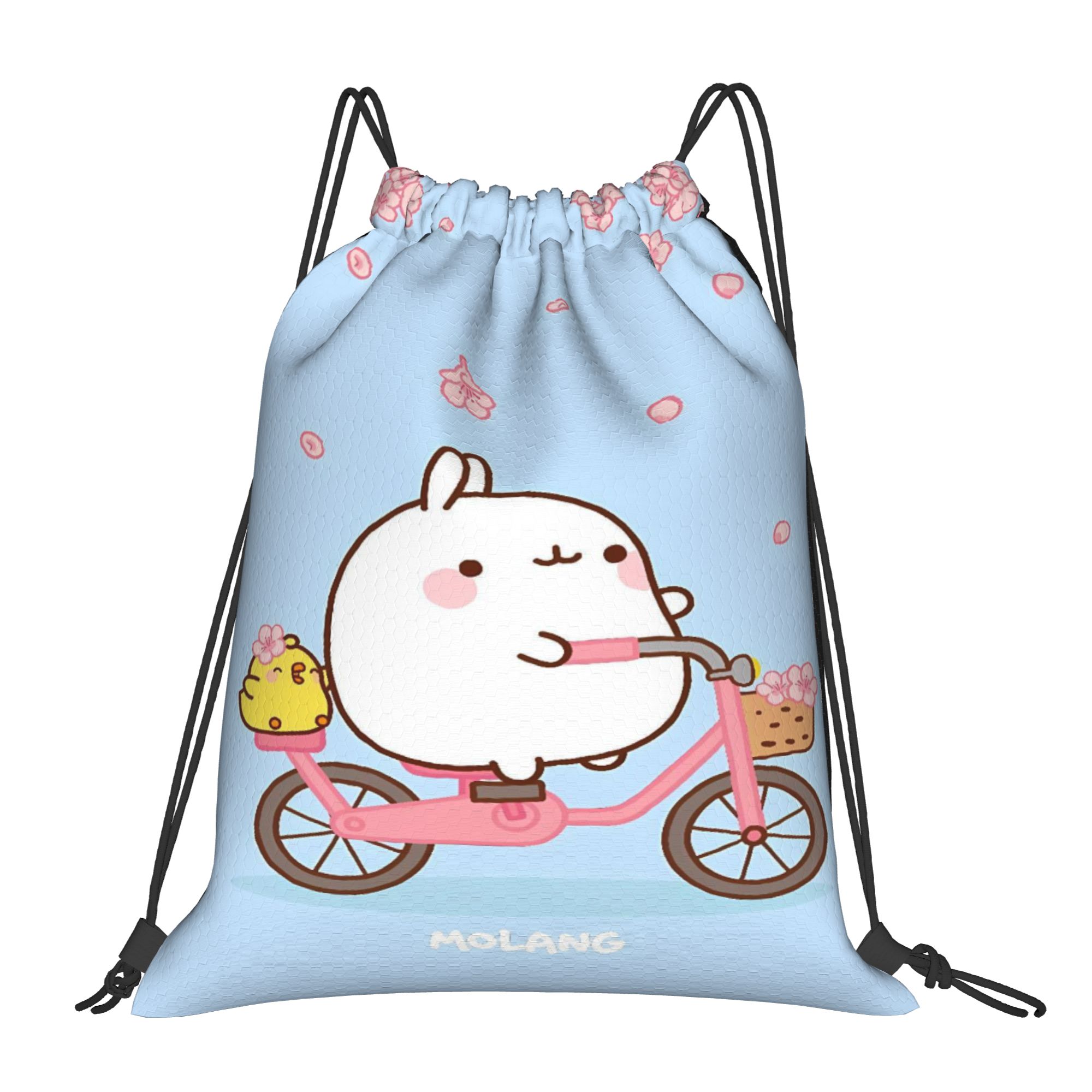 Molang 漫画巾着バッグ防水カジュアルバックパックジムフィットネスサックパックストリングバッグ女性のための