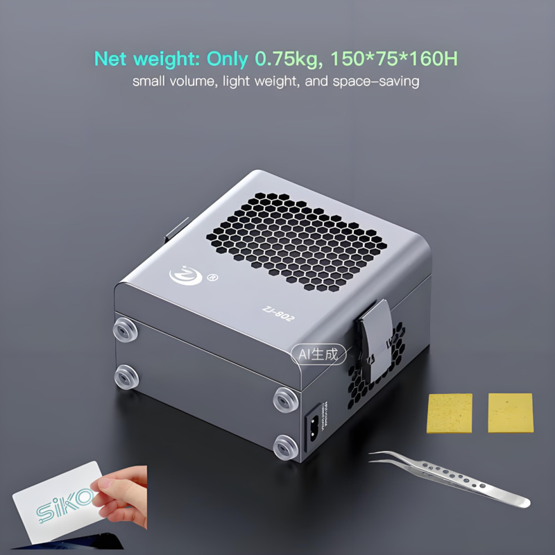 ZJ-802 デスクトップはんだヒューム抽出器 効率的な煙粉塵吸収のための二層フィルターセットを備えた強力な 8000r/min ファン
