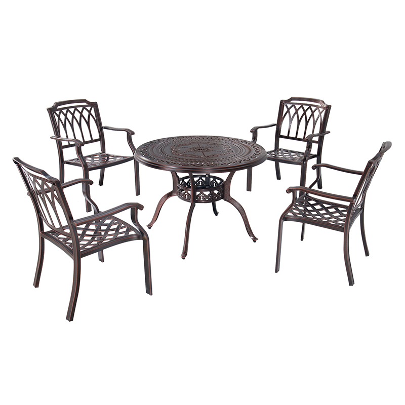ガーデンレストラン鋳造アルミニウム長方形バーベキューグリルテーブル炭屋外パティオダイニングテーブルセット8人掛け椅子