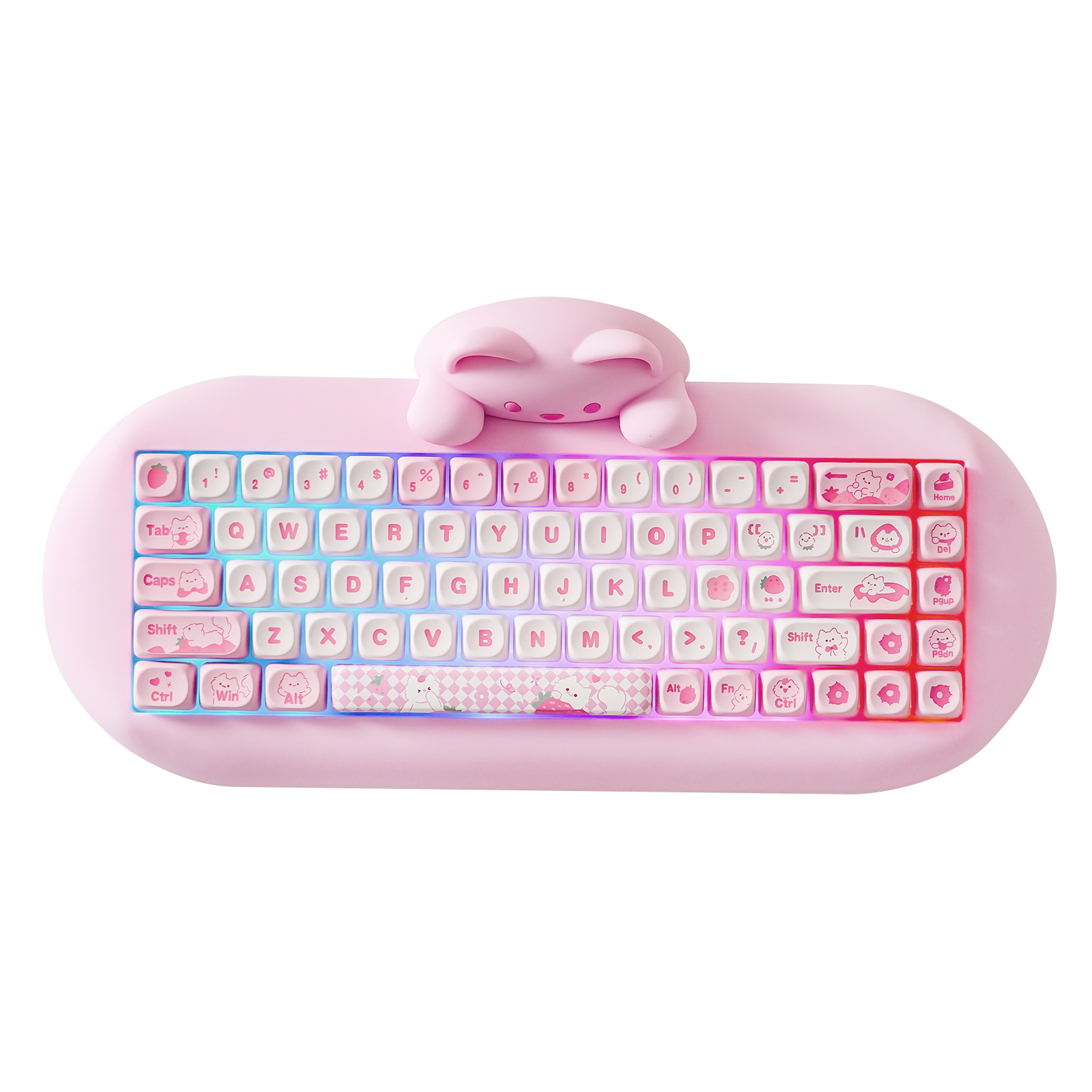 YUNZII C68 ワイヤレスゲーミングキーボード、Hi-Fi かわいい猫カスタム RGB メカニカルキーボード、シリコン 65% ホットスワップ人間工学に基づいた Kitty Keeb
