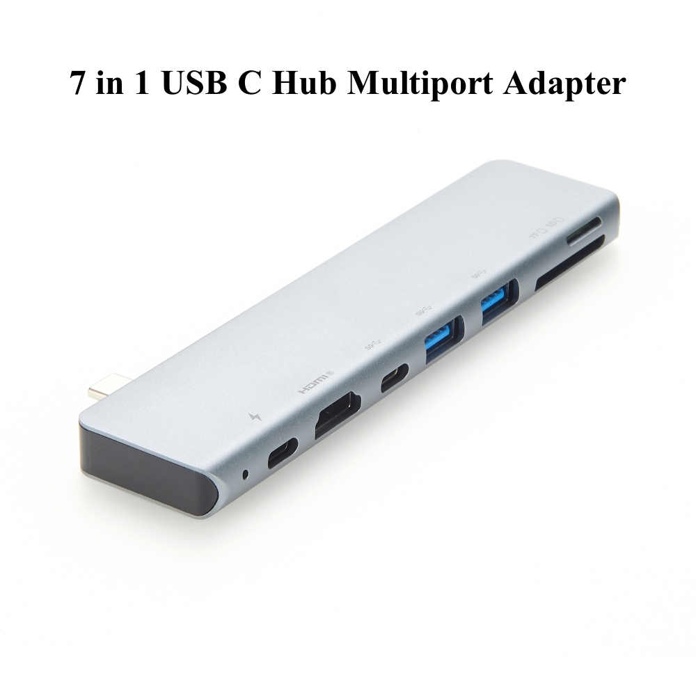 Plugable 7 in 1 USB C ハブ マルチポート アダプタ USB Type C ハブ 4K@30Hz HD USB C ドングル付き MacBook Windows Type C ラップトップ用