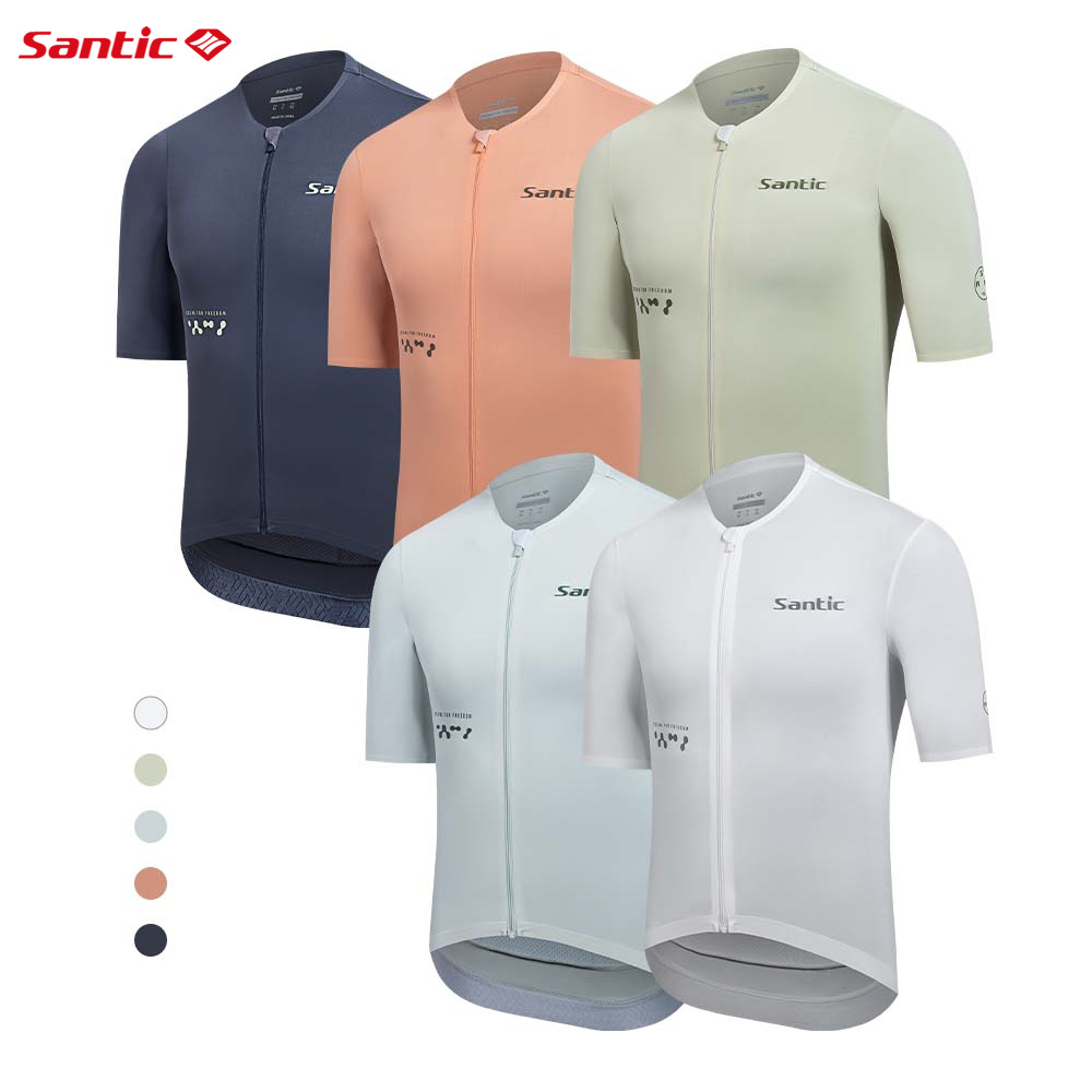 Santic メンズ サイクリング ジャージ 半袖 トップ サマー ハイウェイ プロフェッショナル サイクリング ジャージ ポケット付き 速乾性 TM25C02250