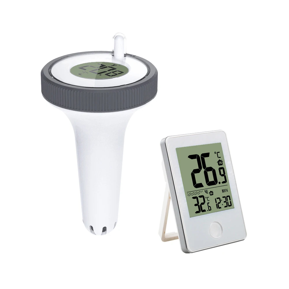ワイヤレス温度計 LED デジタルディスプレイ電子温度計キット防水温度センサースイミングプール水族館