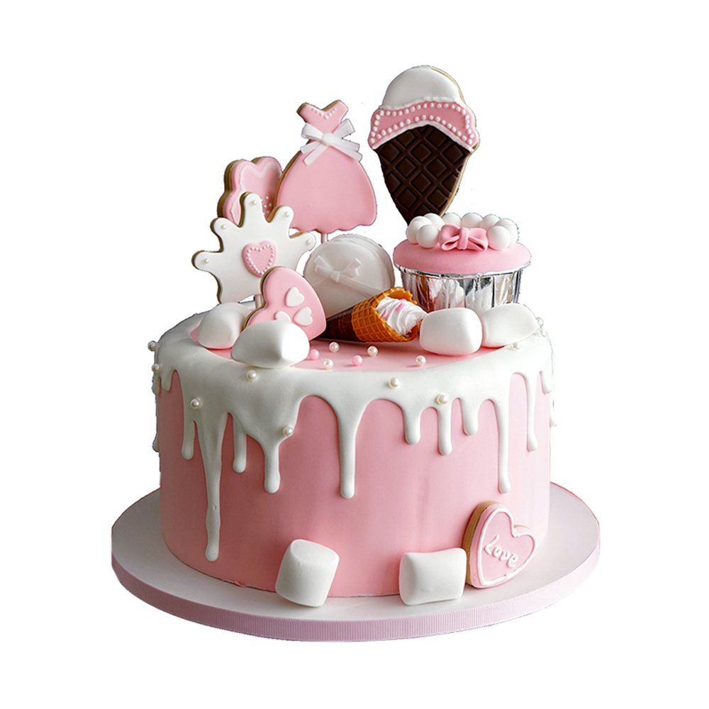 人工シミュレーションケーキ偽デザート食品小道具結婚式お祝いパーティー用品ベビーシャワーの装飾誕生日ケーキモデル