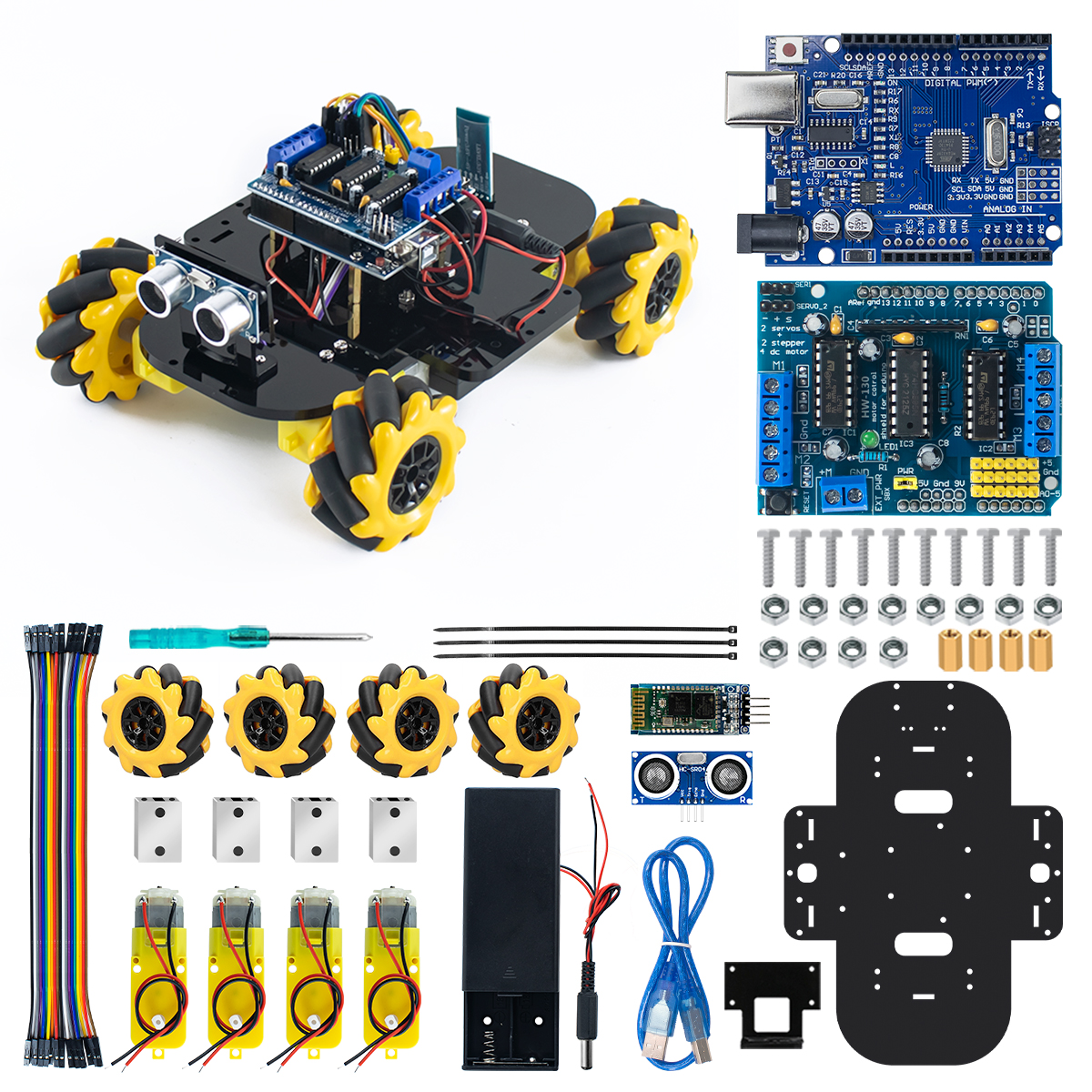 LAFVIN 4WD メカナムロボットカー Arduino ロボットカーキットスマート DIY UNO R3 プロジェクト用