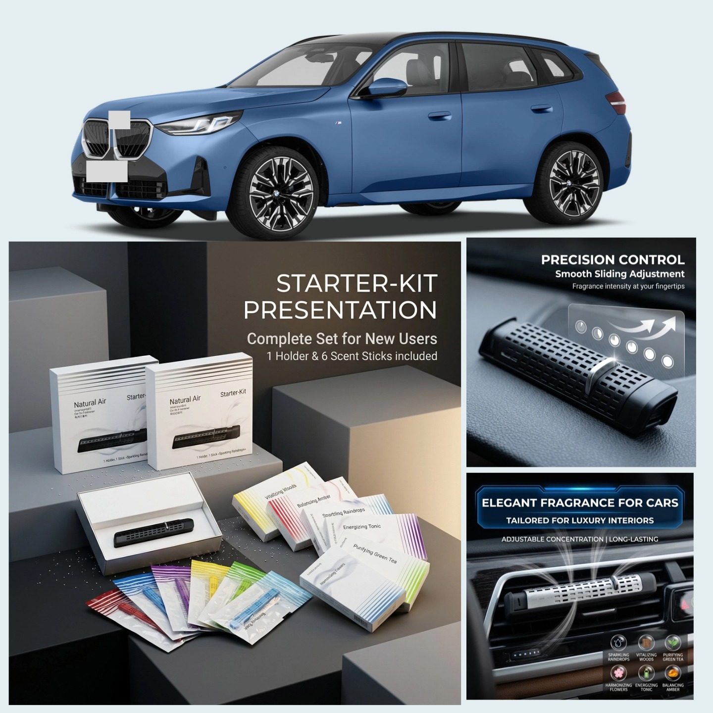 Bmw 車の芳香剤香水オリジナル空気出口アロマクリップオートインテリアアクセサリー固形香水 5 匂い