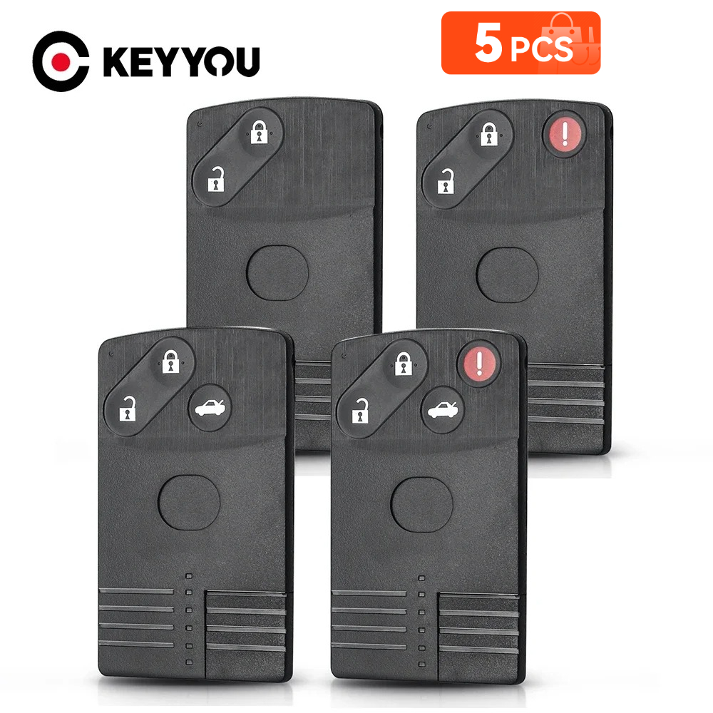 KEYYOU 5 個 2/3/4 ボタンスマートリモート車のキーカードシェル Fob ケース Fob マツダ 5 6 8 CX7 CX-9 RX8 ミアータ MX5 ベリーサ MPV