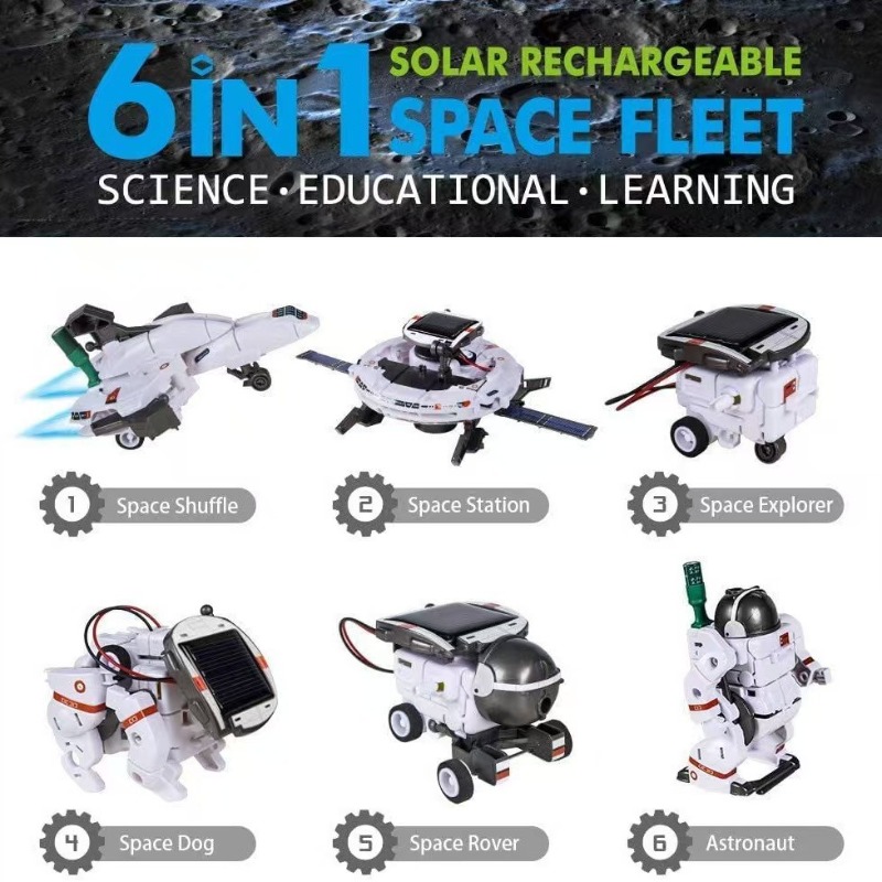 6-in-1 太陽光発電 STEM ロボットキット DIY 教育科学実験構築おもちゃ宇宙船組立おもちゃ子供男の子ギフト用