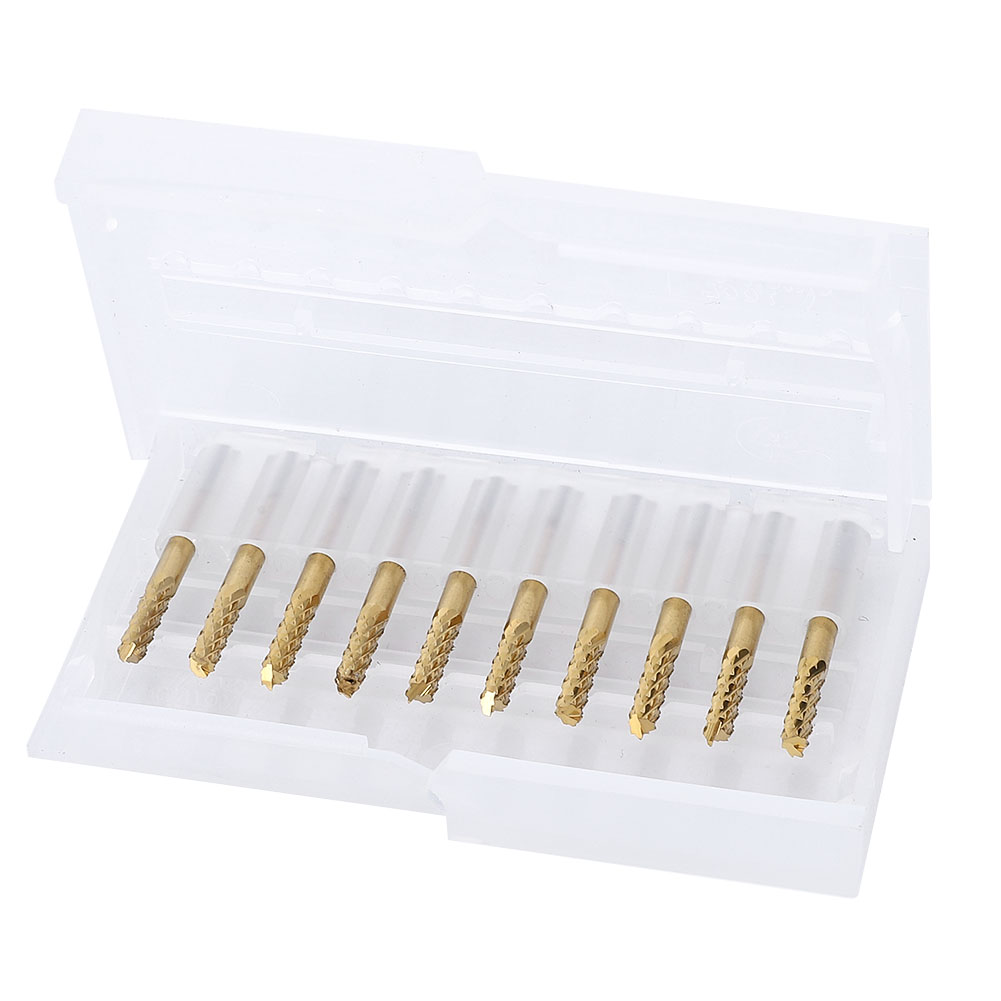 10個 3.175mm 超硬エンドミル 1/8インチ シャンク チタンコーティング CNC PCB 彫刻ビット