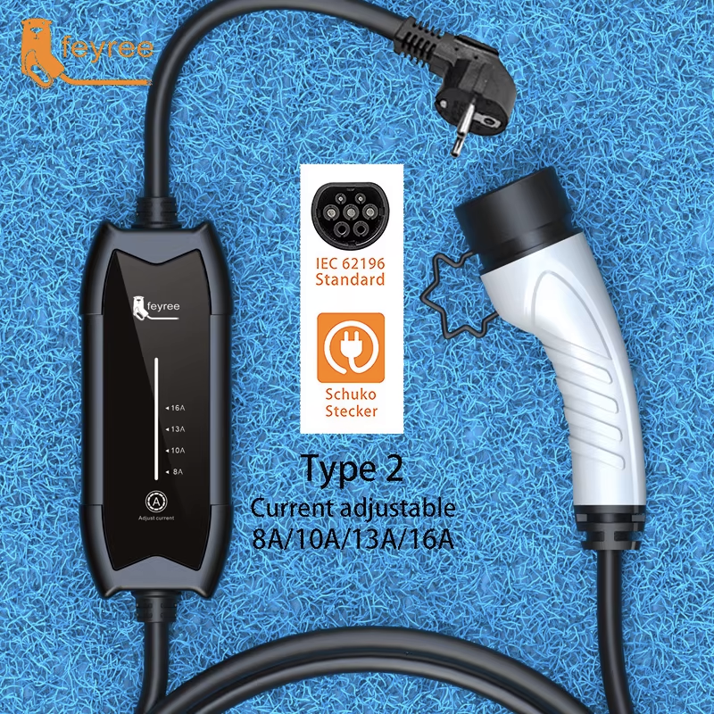 Feyree EV ポータブル充電器 Type2 / GB/T プラグ 16A 単相 3.5KW Type1 3.5 メートルウォールボックス充電ステーション電気自動車用